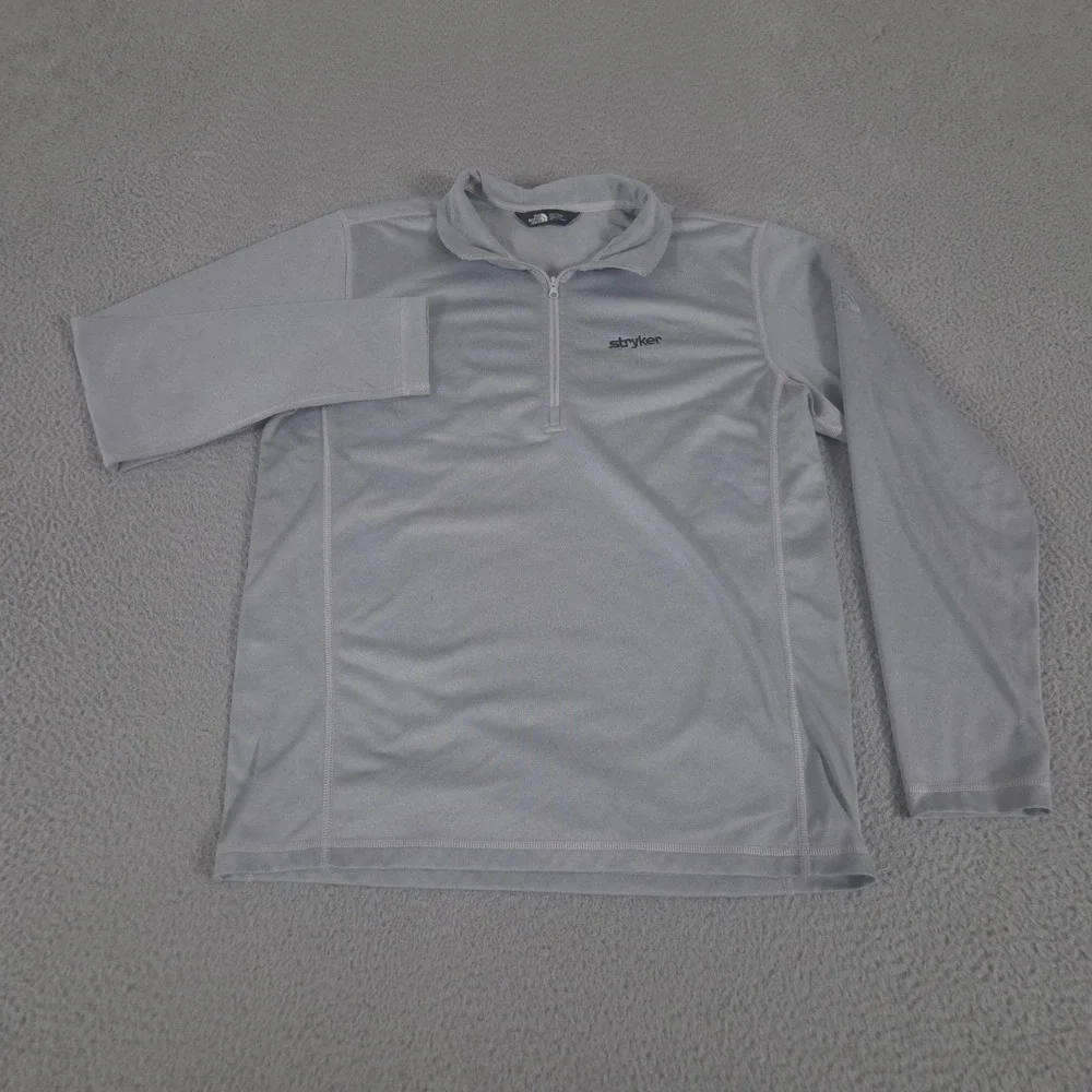 The North Face Pullover Mens Medium Grey Tech 1/4-Zip Fleece Stryker Logo Warm